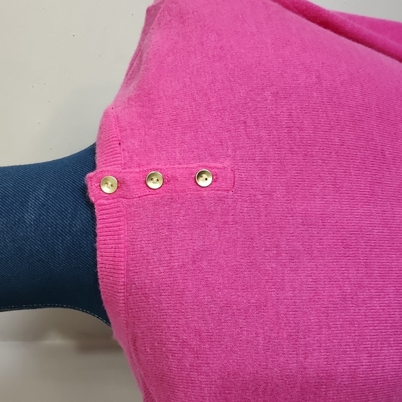 Talbots Barbie Pink Sweater Tulip Sleeve And Button Accent - Picture 7 of 9